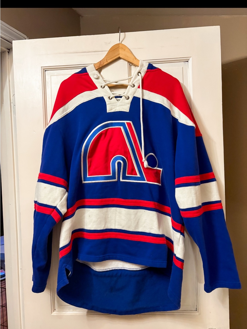 47 Brand Blue, Red & White Lace-Up Hockey Pullover Sweater